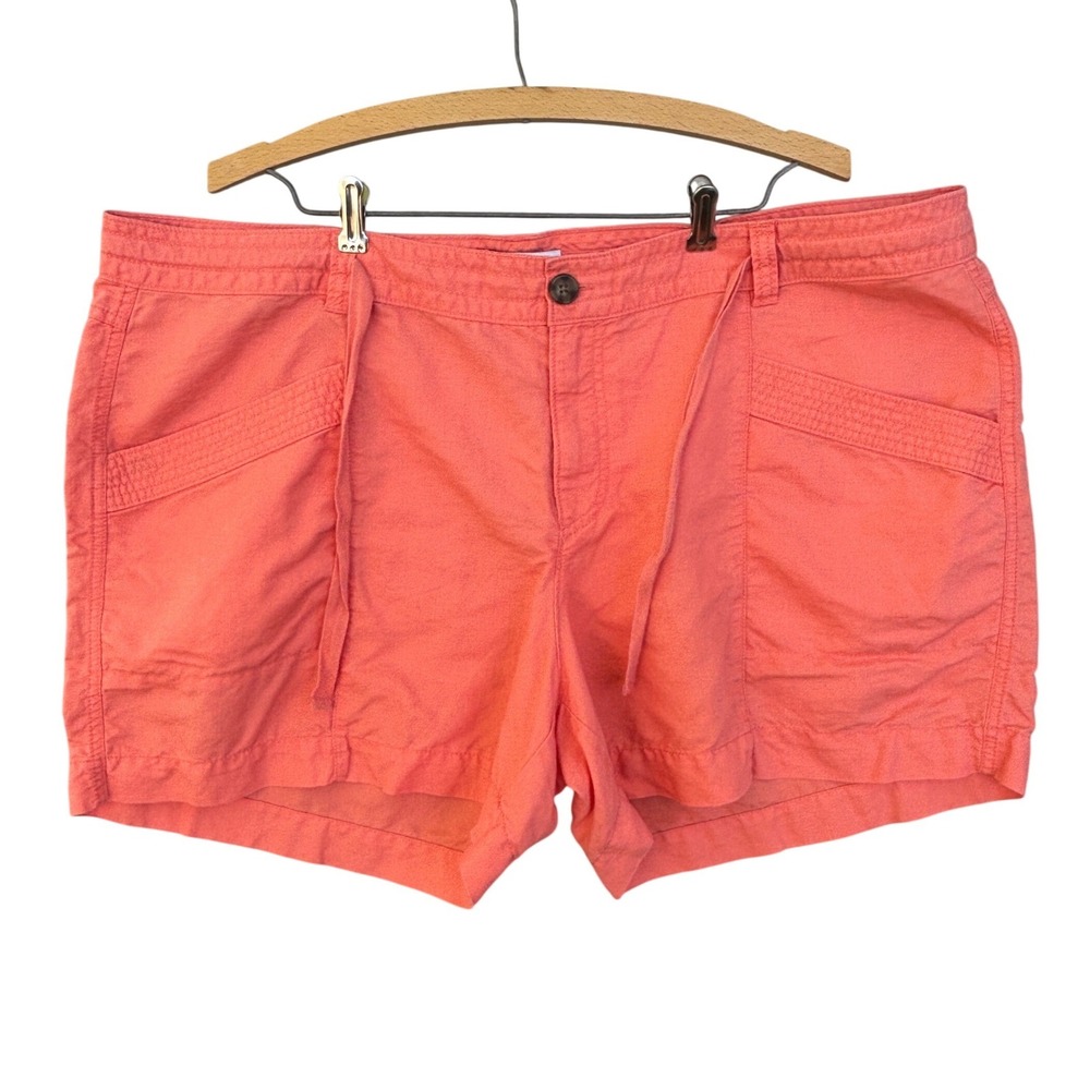 Old Navy Womens Coral Orange Linen Blend Utility Shorts Size 20